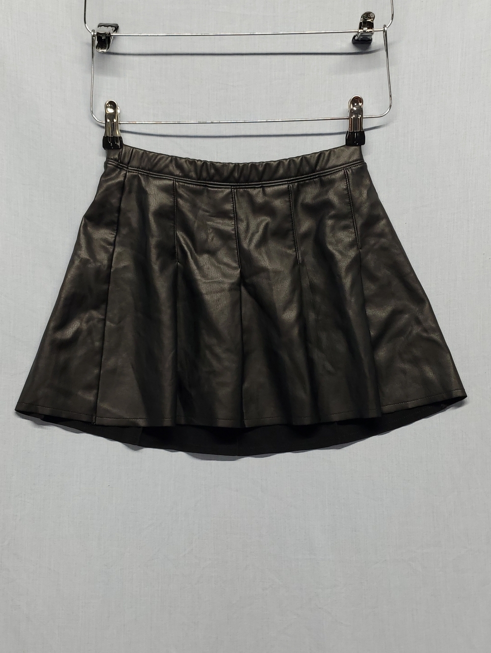 SO Black Faux Leather Flared Skater Mini Skirt #435